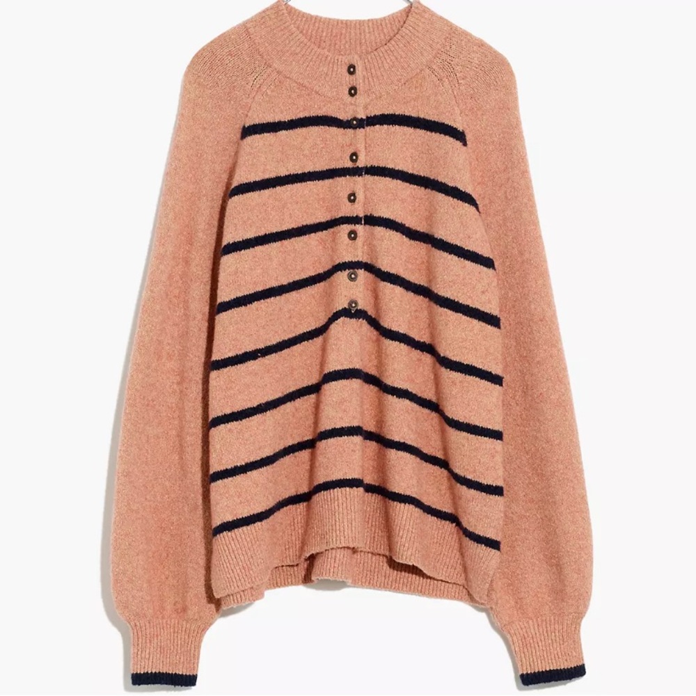 ✨Madewell✨ Pembury Henley Mock Neck Sweater in Stripe Size M NWT